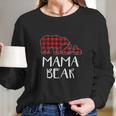 Red Plaid Mama Bear Two Cubs Matching Buffalo Pajama Xmas Women Long Sleeve Tshirt