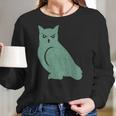 Sage Green Owl Silhouette Artwork Women Long Sleeve Tshirt