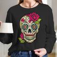 Sugar Skull Flower Crown Day Of The Dead Halloween Men Women T-Shirt Graphic Print Casual Unisex Tee Women Long Sleeve Tshirt