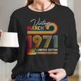 Vintage March 1971 50Th Birthday Gifts Cassette Tape Retro Women Long Sleeve Tshirt