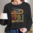 Womens Vintage March 1981 40Th Birthday Gifts Cassette Tape Retro Women Long Sleeve Tshirt