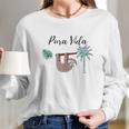 Costa Rica Pura Vida Sloth Palm Tree Women Long Sleeve Tshirt