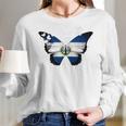 El Salvador Flag Salvadoran Flag Butterfly Women Long Sleeve Tshirt