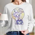 Womens Kawaii Pastel Goth Cute Creepy Witch Cat Wicca V-Neck Women Long Sleeve Tshirt