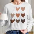 Melanin Skin Tone Hearts Be Kind Black History Month Women Long Sleeve Tshirt