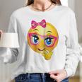 Smiling Girl Bling Face With Pink Glasses Women Emojis Women Long Sleeve Tshirt