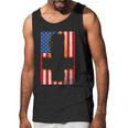 Burned Upside & Down Cross American Flag Satanism Men Tank Top