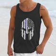 Blue Line American Flag Spartan Head Men Tank Top