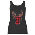 Funny Classic Red & Black Christmas Buffalo Plaid Deer Women Tank Top