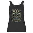 May 1972 49Th Birthday 49 Years Old Men Women Women Tank Top