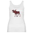 Red Black Buffalo Plaid Flannel Christmas Moose Women Tank Top