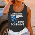 Drink Wine And Ride Dolphins Women Funny Dolphin Tee Women Tank Top