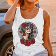 Sugar Skull Day Of The Dead Dia De Los Muertos Flowers Women Tank Top