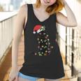 Black Santa Cat Tangled Up In Lights Christmas Santa Women Tank Top