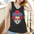 Floral Sugar Skull Day Of The Dead Dia De Muertos Women Women Tank Top