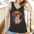 Flowers Sugar Skull Day Of The Dead Dia De Muertos Womens Women Tank Top