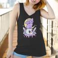 Womens Kawaii Pastel Goth Cute Creepy Witchy Cat And Skull V-Neck Women Tank Top