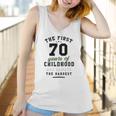 70Th Birthday Funny Gift Life Begins At Age 70 Years Old Women Tank Top