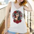 Sugar Skull Day Of The Dead Dia De Los Muertos Flowers Women Tank Top