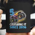 5 Crushing It Since 2016 Monster Truck 5Th Birthday Gift Boy Coffee Mug