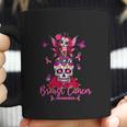 Funny Ribbon Like A Girl Sugar Skull Fight Breast Cancer Awareness Graphic Design Printed Casual Daily Basic Coffee Mug