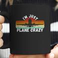 Im Just Plane Crazy Funny Pilot Pun Vintage Retro Sunset Coffee Mug