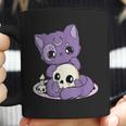 Kawaii Pastel Goth Cute Creepy Black Cat And Skull Anime Nu Coffee Mug