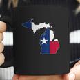 Michigan State Map Texas Flag Coffee Mug