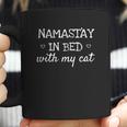 Namastay In Bed With My Cat Namaste Funny Parody Yoga Coffee Mug