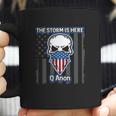 Q Anon Usa Flag Skull The Storm Is Here Coffee Mug