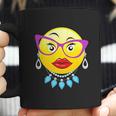 Smiling Emojis Lady Bling Face Glasses Women Coffee Mug