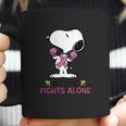 Snoopy No One Fights Alone Breast Cancer Awareness Shirt Coffee Mug