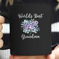 Worlds Best Grandma Gifts Purple Aqua Flower Coffee Mug