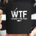 Wtf Where Is The Fish Fisherman Boater Graphic Novelty Sarcastic Funny Coffee Mug