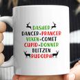 Dasher Dancer Prancer Vixen Comet Cupid Donner Blitzen Rudolph Coffee Mug