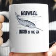 Narwhal Unicorn Of The Sea Humpback Whales Cetaceans Deep Blue Ocean Waves Nautical Marine Mammals Coffee Mug