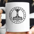 Thor Hammer Mjolnir In Circle Of Norse Runes Coffee Mug