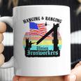 Union Ironworkers Hanging & Banging American Flag Coffee Mug