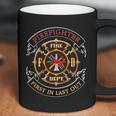 Firefighter Biker Logo First In Last Out Coffee Mug