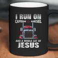 Mens Caffeine Diesel Jesus Christian Trucker Distressed Coffee Mug