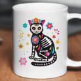 Womens Black Cat Sugar Skull Day Of Dead Mexican Dia De Los Muertos Coffee Mug