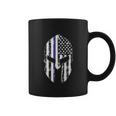 Blue Line American Flag Spartan Head Coffee Mug