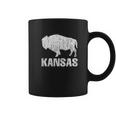 Distressed Kansas State And American Buffalo Bison Coffee Mug