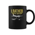 Distressed I Rather Fly Solo Funny Airplane Pilot Coffee Mug