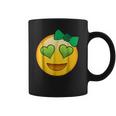 Emoji Saint Patricks Day Girls Green Heart Eyes Bow Coffee Mug