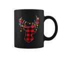 Funny Classic Red & Black Christmas Buffalo Plaid Deer Coffee Mug