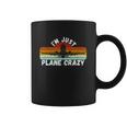 Im Just Plane Crazy Funny Pilot Pun Vintage Retro Sunset Coffee Mug