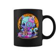 Kawaii Creepy Cat Eating Ramen Noodles Pastel Goth Halloween Men Women T-Shirt Graphic Print Casual Unisex Tee Coffee Mug