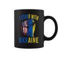 I Stand With Ukraine Flag American Flag Support Ukraine Men Women T-Shirt Graphic Print Casual Unisex Tee Coffee Mug