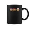 Three Emoji Monkey Flower Hear Speak See No Evil Cute Monkey Coffee Mug